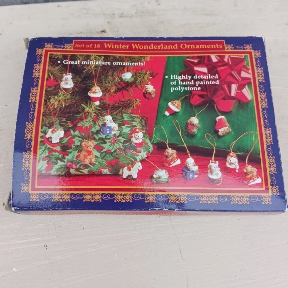 Winter Wonderland Miniature‎ Christmas Ornaments Set of 18 Multicolor Polystone